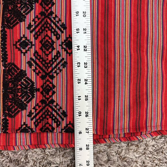 Andree by Unit Embroidered Red Black Poncho Top With Tassels Women Size Med Boho - Picture 11 of 11